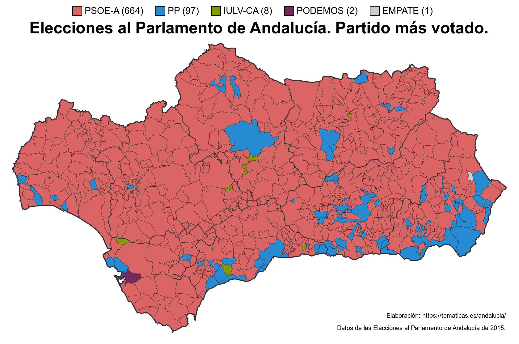Partido más votado por municipios.